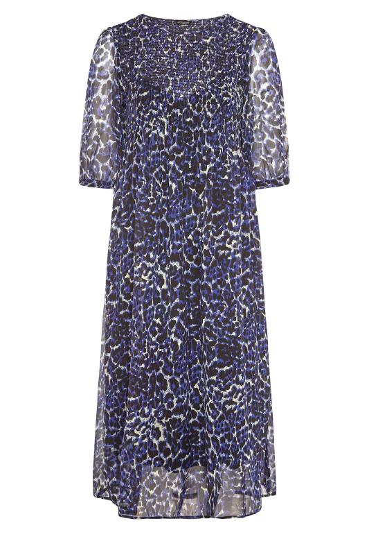 LIMITED COLLECTION Curve Blue Leopard Print Shirred Midaxi Dress 5