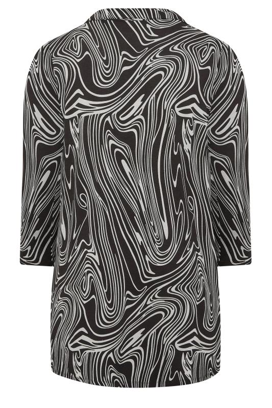 Plus Size Black Marble Print Button Through Shirt | Yours Clothing 7