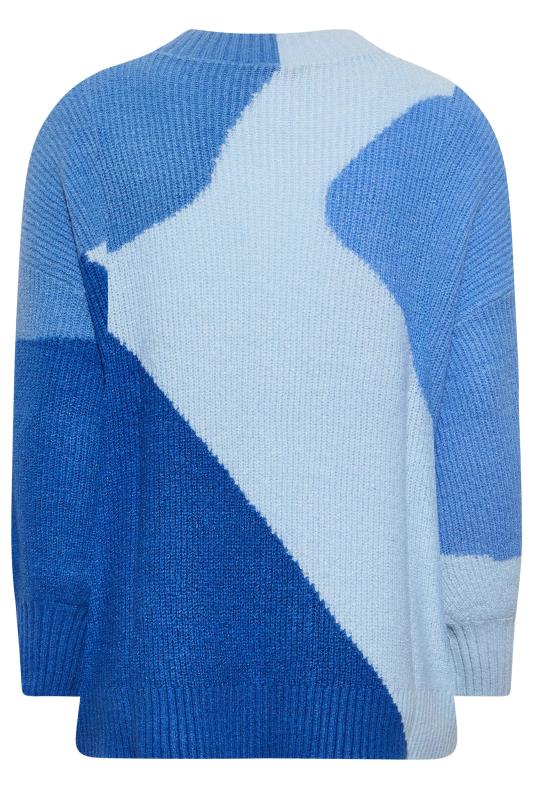 Curve Plus Size Womens Light & Dark Blue Colour Block Knit Jumper | Yours Clothing 7