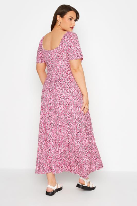 LIMITED COLLECTION Curve Pink Ditsy Print Maxi Dress 3