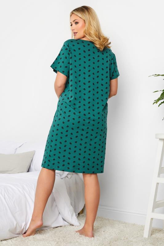YOURS Plus Size Green Ditsy Print Placket Nightdress | Yours Clothing 2