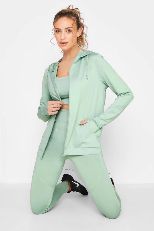  Grande Taille LTS ACTIVE Tall Sage Green Zip Through Hoodie