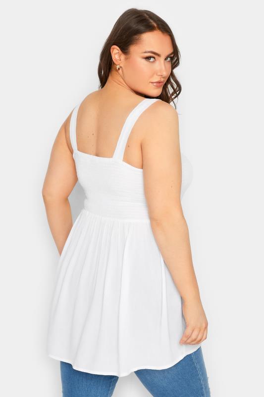 YOURS Plus Size White Crinkle Vest Top | Yours Clothing 3