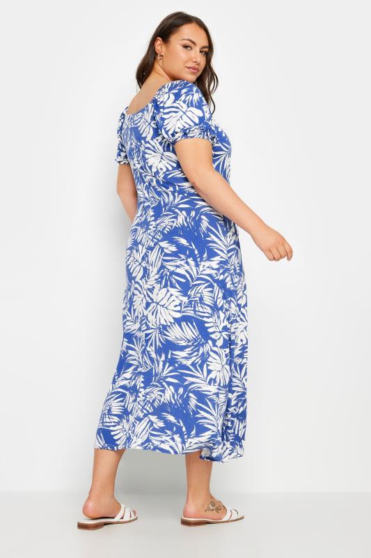 YOURS Plus Size Blue Leaf Print Wrap Dress | Yours Clothing 3