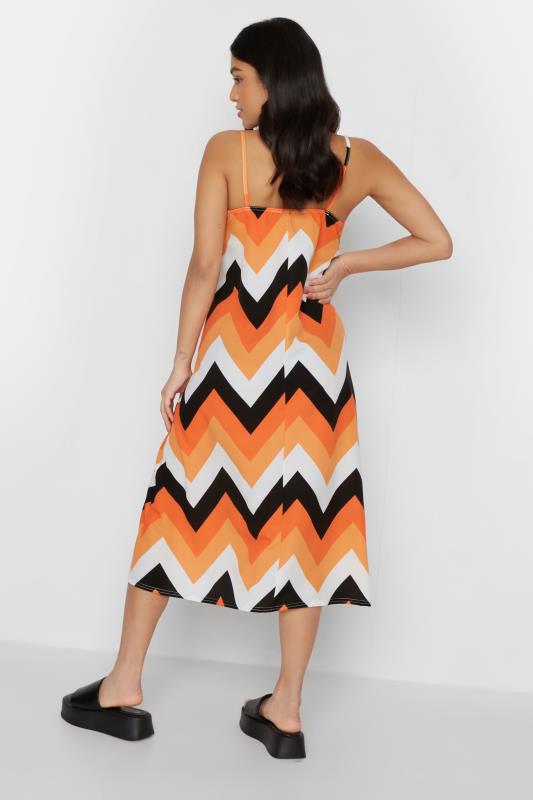 PixieGirl Orange Zig Zag Print Midaxi Slip Dress | PixieGirl 3