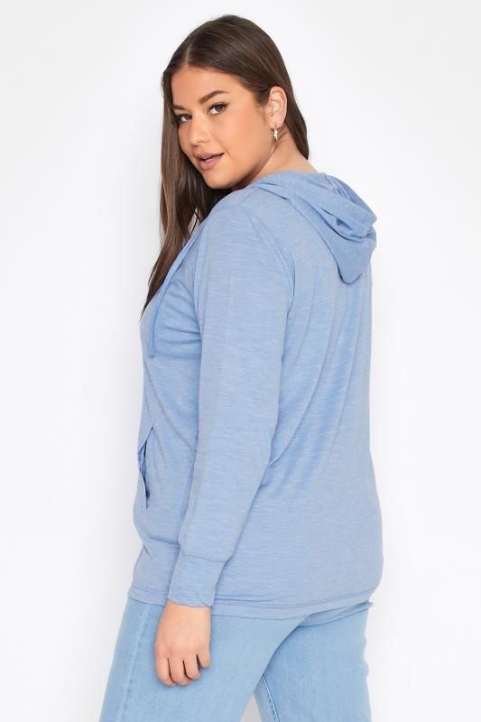 Plus Size Blue Marl Zip Hoodie | Yours Clothing  3
