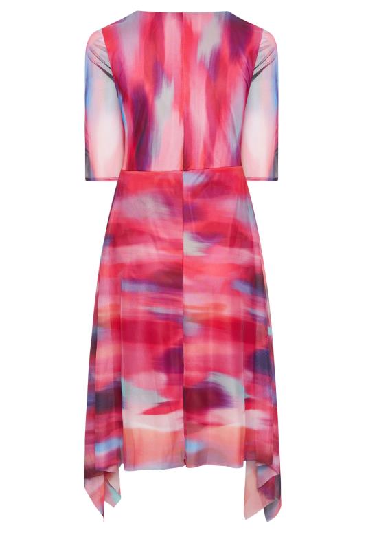 YOURS LONDON Plus Size Pink Abstract Print Mesh Wrap Dress | Yours Clothing 7