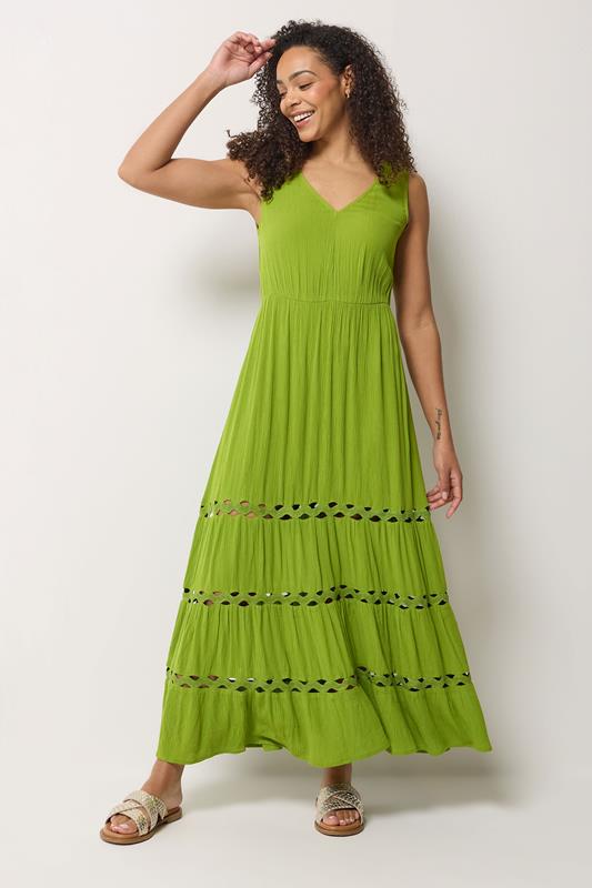 M&Co Green Sleeveless Tiered Maxi Dress | M&Co 2