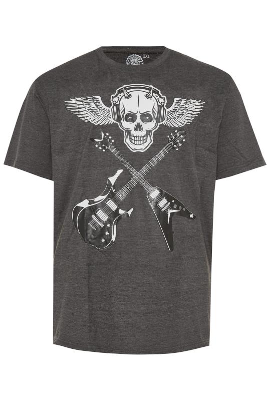KAM Big & Tall Grey Skull Guitars T-Shirt 3