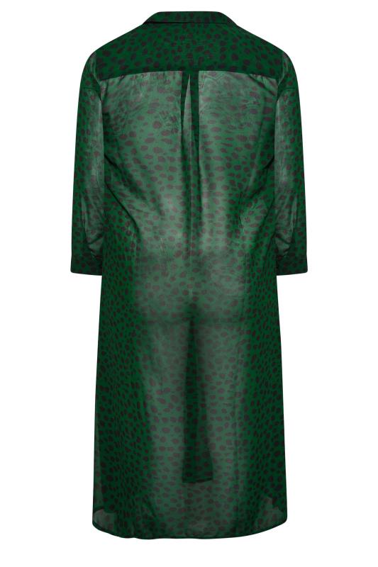 YOURS LONDON Plus Size Curve Dark Green Dalmatian Print Longline Shirt | Yours Clothing 7