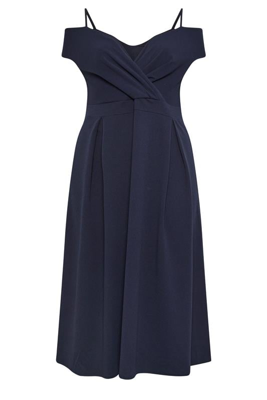YOURS LONDON Plus Size Navy Blue Bardot Skater Dress | Yours Clothing