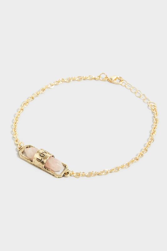Plus Size Gold Tone Love Stone Charm Bracelet | Yours Clothing 2