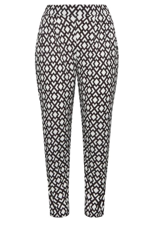 YOURS Curve Monochrome Geometric Print Harem Trouser | Yours Clothing 4