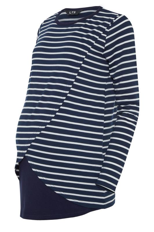 LTS Tall Maternity Navy Blue Stripe Long Sleeve Nursing Top 5