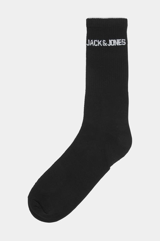 JACK & JONES Big & Tall 5 PACK Black Logo Tennis Socks | BadRhino 2
