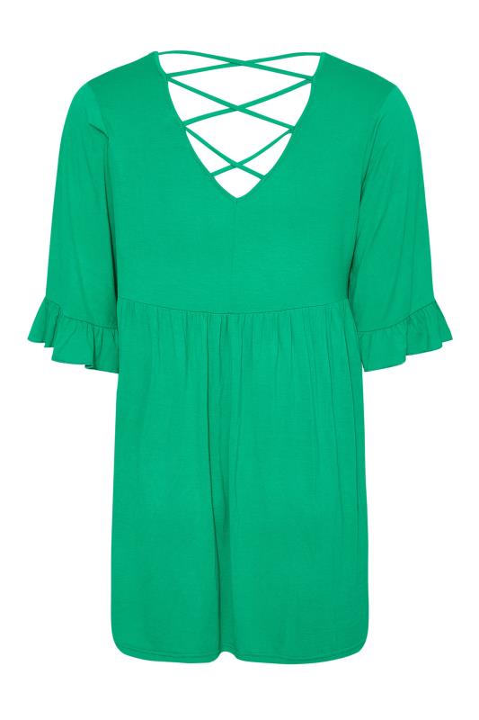 LIMITED COLLECTION Plus Size Jade Green Cross Back Frill Top | Yours Clothing 7