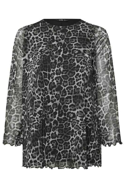 YOURS Plus Size Grey Leopard Print Mesh Top | Yours Clothing 6