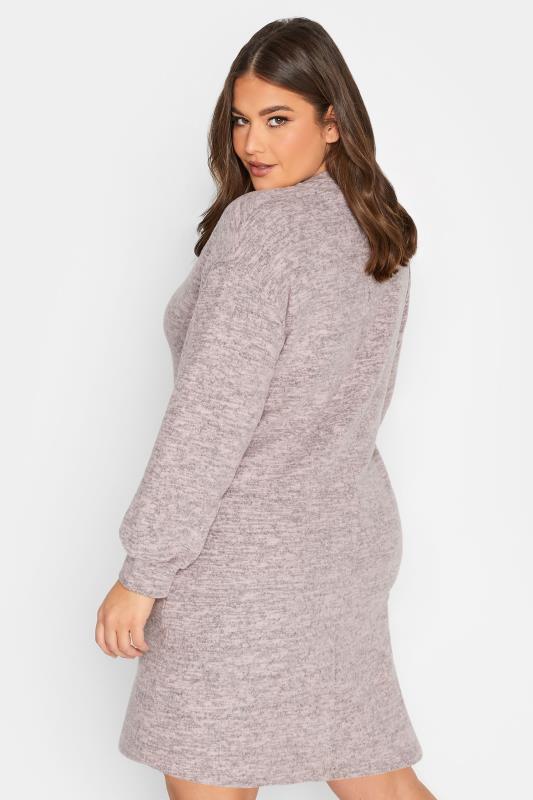 YOURS Plus Size Pink Marl Soft Touch Midi Dress | Yours Clothing 3