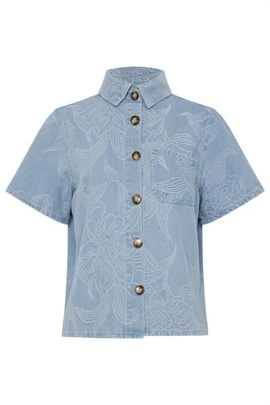 LTS PREMIUM Tall Women's Light Blue Cotton Jacquard Denim Shirt | Long Tall Sally  7