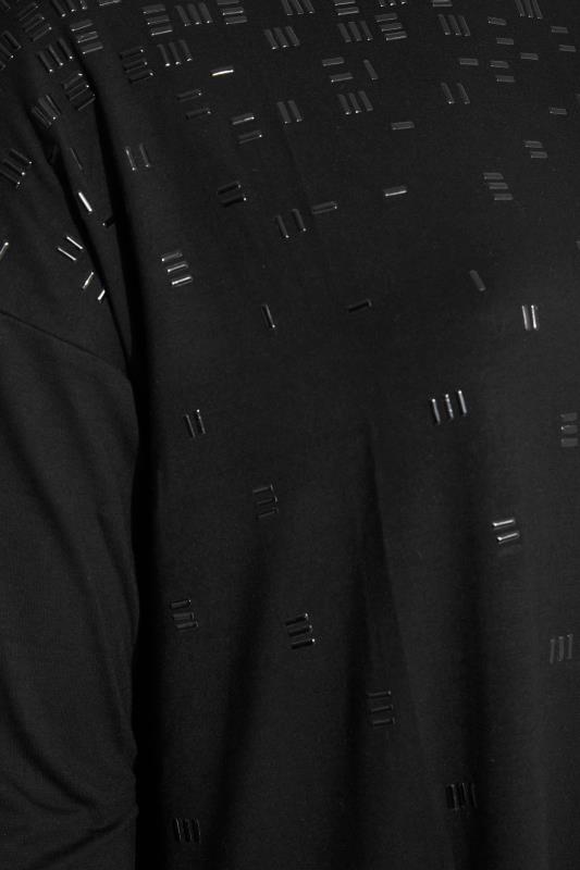 Black Stud Detail Side Split T-Shirt_S.jpg