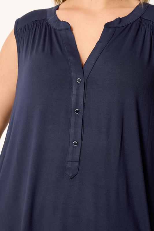 YOURS Plus Size Blue Notch Neck Vest Top | Yours Clothing 4