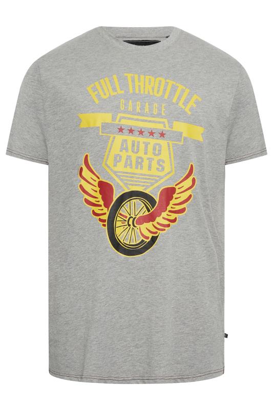KAM Big & Tall Grey 'Full Throttle' Printed T-Shirt | BadRhino 3