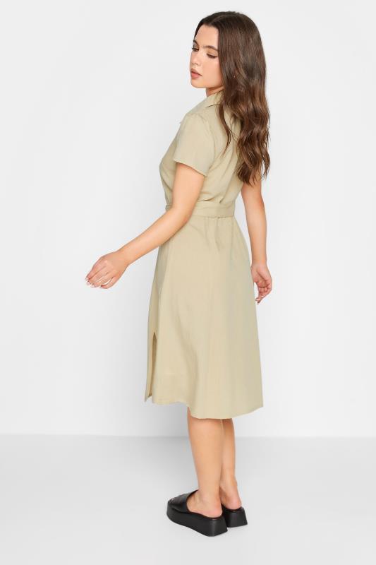 PixieGirl Stone Brown Linen Blend Button Through Dress | PixieGirl 4
