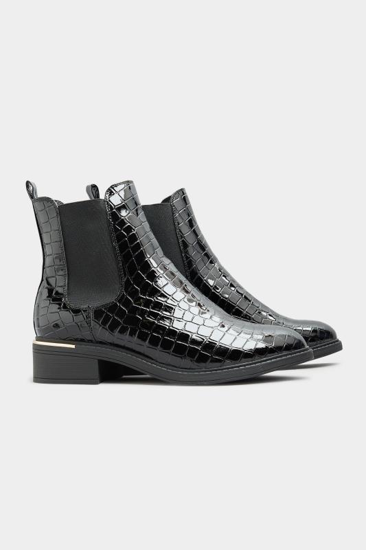 LIMITED COLLECTION Black Leather Look Heeled Chelsea Boots In Wide E Fit 4