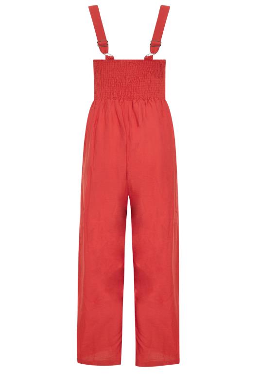 LTS Tall Red Button Front Crop Jumpsuit 7