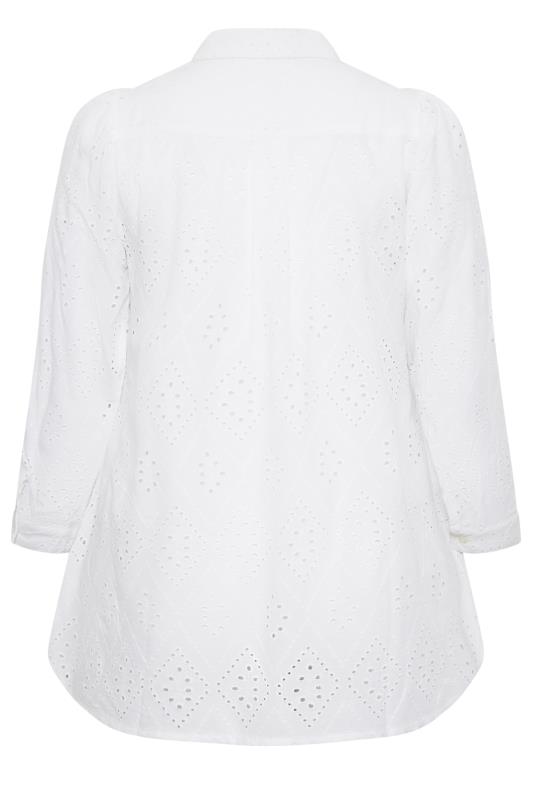 YOURS Plus Size White Broderie Anglaise Shirt | Yours Clothing 8