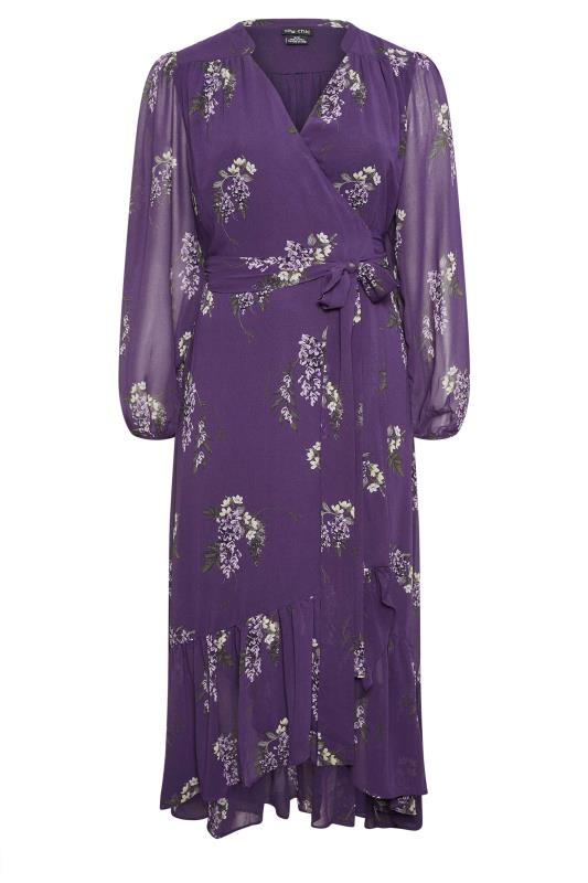 City Chic Purple Floral Wrap Midi Dress 5