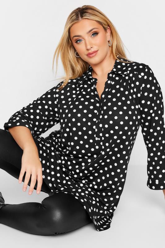 Curve Black & White Polka Dot Shirt | Yours Clothing 4
