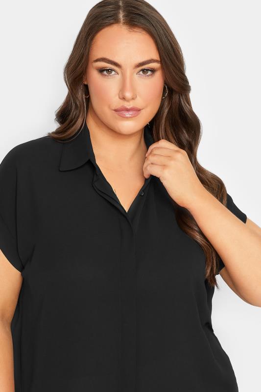 YOURS Curve Plus Size Black Collared Shirt | Yours Clothing  4