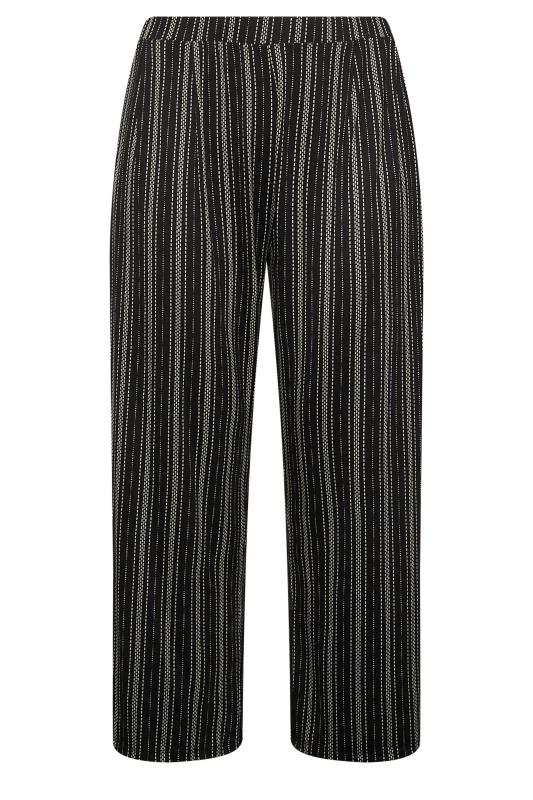 Plus Size Black Stripe Print Wide Leg Stretch Trousers | Yours Clothing 6