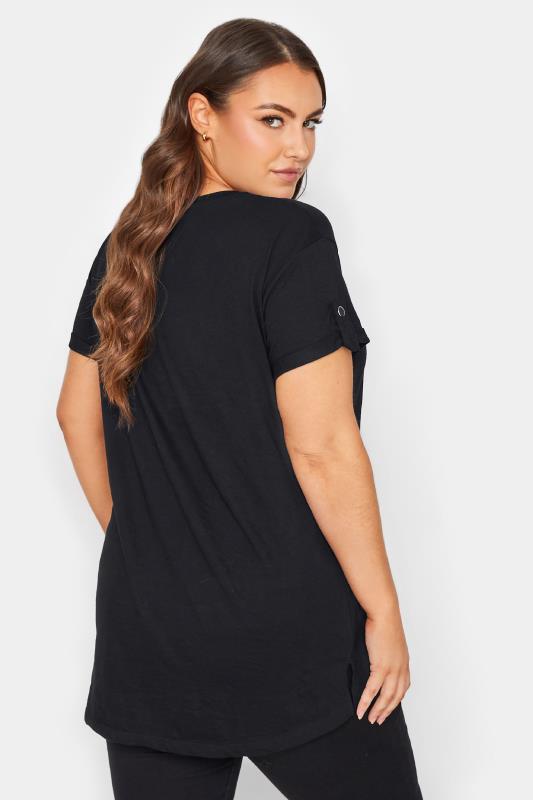 2 PACK Plus Size Black Pocket Dipped Hem T-Shirts | Yours Clothing 5