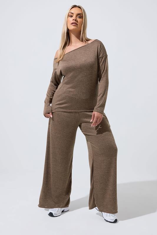  LIMITED COLLECTION Curve Natural Brown Wide Leg Trousers