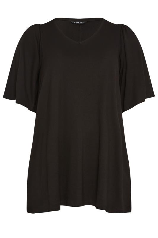 YOURS Plus Size Black Angel Sleeve Top | Yours Clothing  6