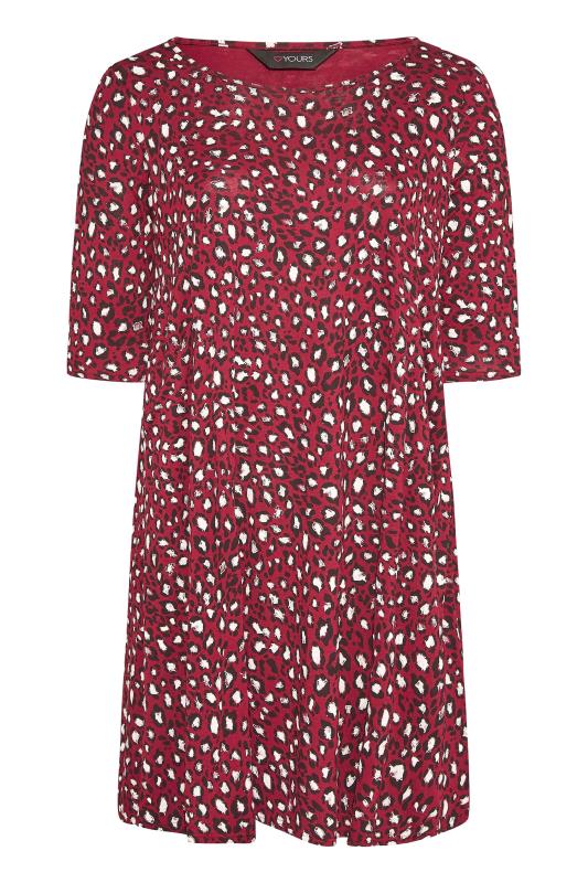 Wine Red Leopard Print Drape Pocket Midi Dress_F.jpg