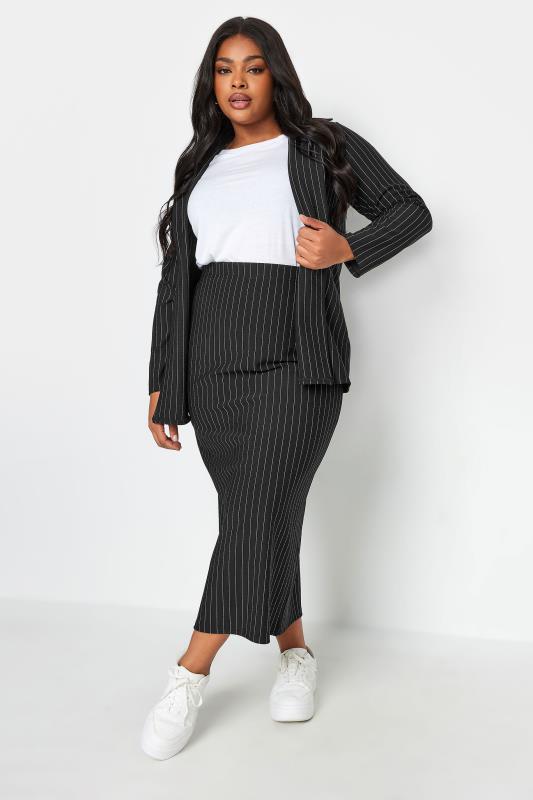 LIMITED COLLECTION Plus Size Black Pinstripe Maxi Skirt | Yours Clothing 5