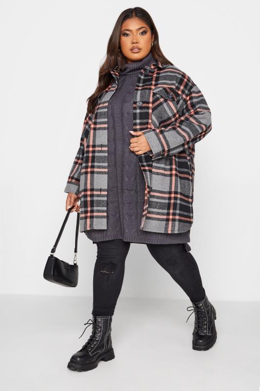 Curve Grey Check Soft Touch Shacket 3