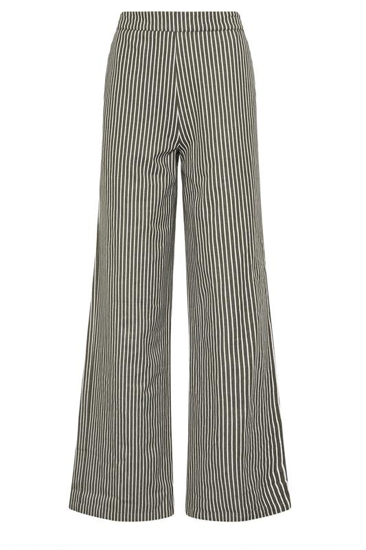 LTS Tall Women's Olive Green Stripe Cotton Wide Leg Trousers | Long Tall Sally 7