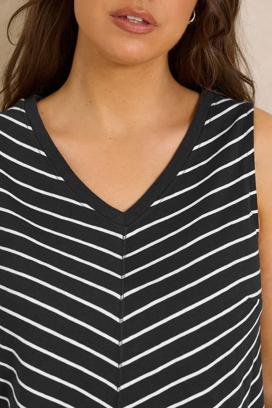 EVANS Plus Size 2 Pack Blue & Black Cotton Vest Tops 6
