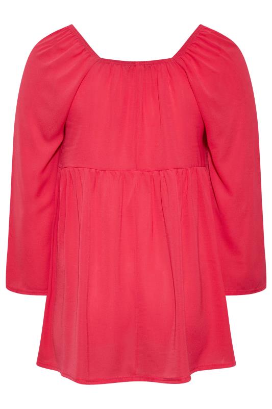 LIMITED COLLECTION Curve Hot Pink Ruched Blouse 6