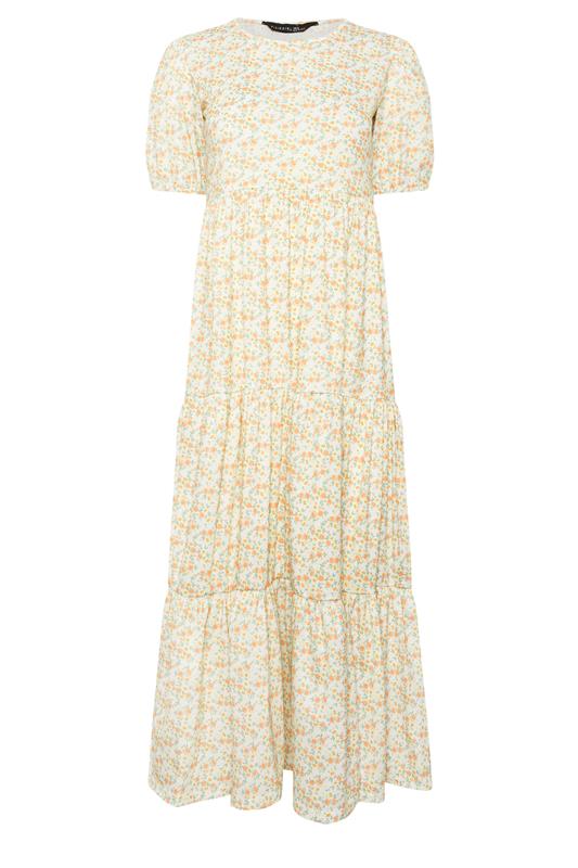 PixieGirl Petite Women's Orange Ditsy Floral Tiered Maxi Dress | PixieGirl 5
