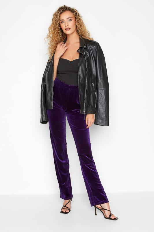 LTS Womens Tall Slim Leg Velvet Purple Trousers | Long Tall Sally 2