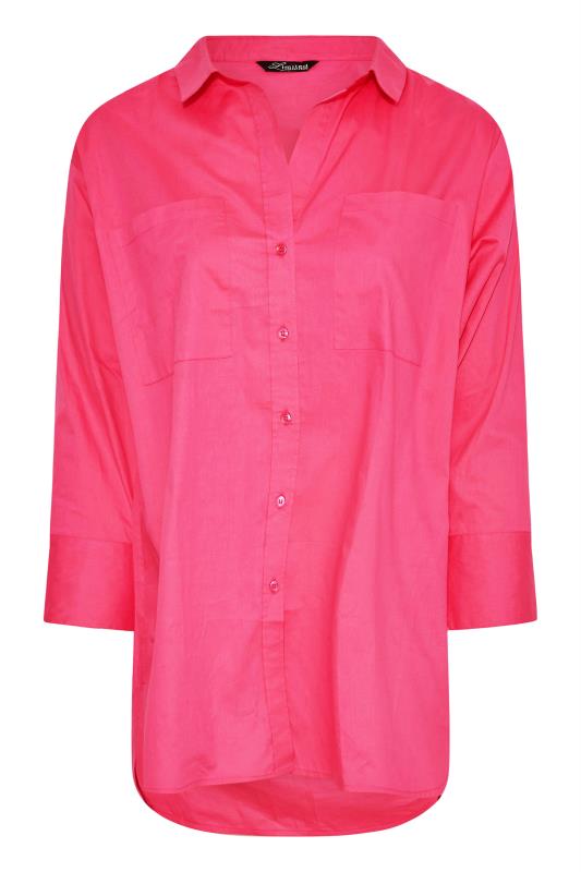 LIMITED COLLECTION Curve Hot Pink Oversized Boyfriend Shirt 7