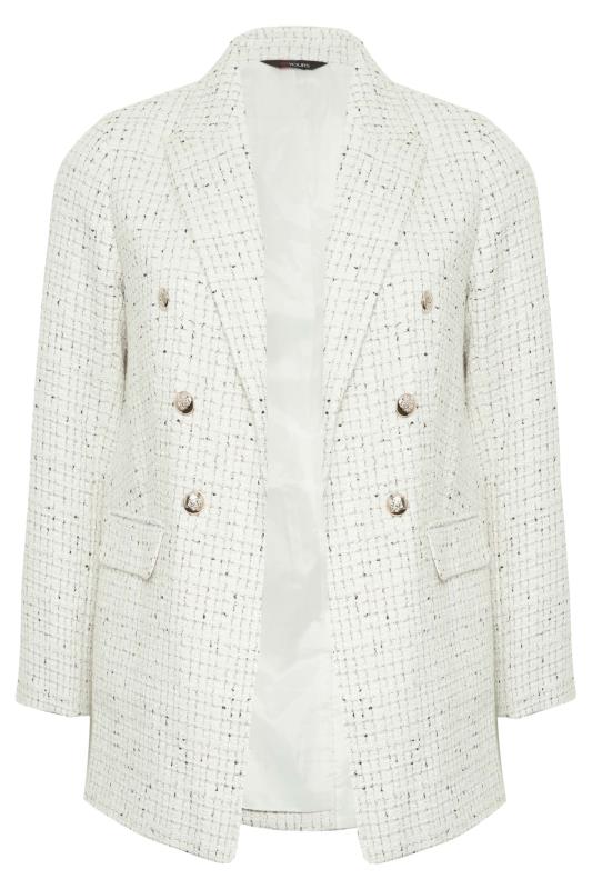 YOURS Plus Size White Check Boucle Blazer | Yours Clothing 7