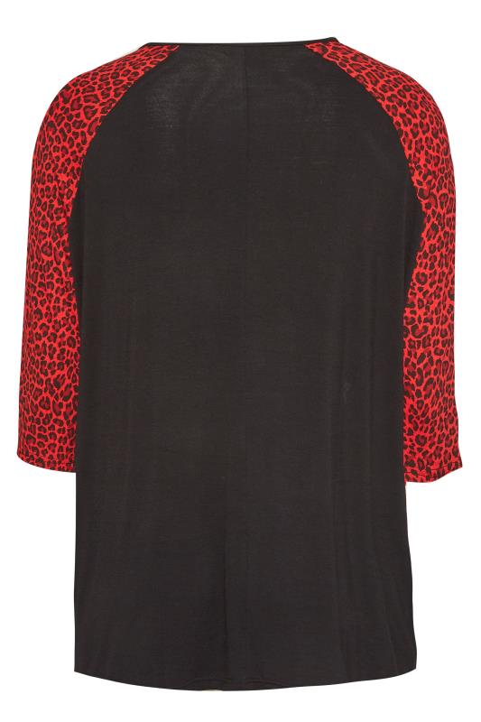 Plus Size Black & Red Animal Print Raglan Top | Yours Clothing 7