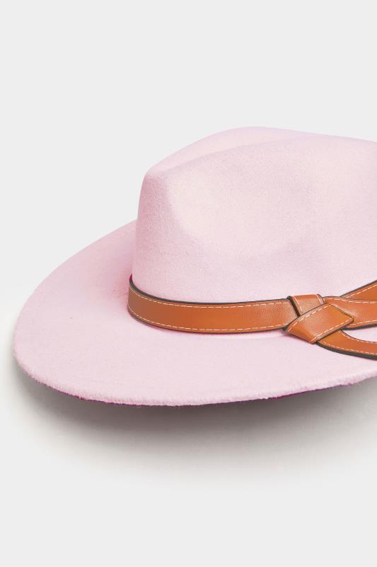 Pink Faux Leather Band Fedora Hat_F.jpg