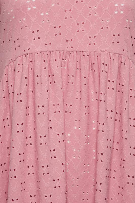 LIMITED COLLECTION Plus Size Pink Broderie Anglaise Frill Top | Yours Clothing 4